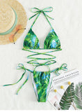 PRINTED STRAP SPLIT TWO-PIECE SWIMSUIT