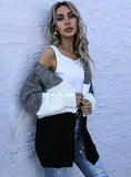 CONTRAST STITCHING CARDIGAN V-NECK SWEATER