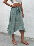 FLUFFY PRINTED IRREGULAR PLEATED SKIRT