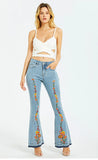 WOMEN EMBROIDERED WIDE-LEG JEANS