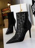 TRANSPARENT MESH HOLLOW LACE BOOTIES
