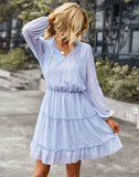 LONG SLEEVE V-NECK SEXY DRESS