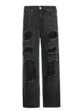 STRAIGHT HOLES HIGH WAIST JEANS