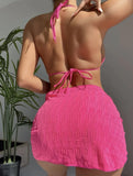 OPEN-BACK LACE-UP THREE-PIECE SWIMSUIT