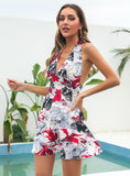 NECK V-NECK CHIFFON BEACH DRESS