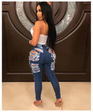 TEAR-WASHED ELASTIC JEANS BEGGARS' FEET PANTS