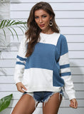 CONTRAST STITCHING CREW NECK PULLOVER