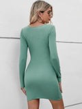 V-NECK LONG SLEEVE SEXY DRESS