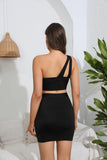 HOT DRILLING ONE-SHOULDER SKIRT TWO-PIECE SUIT