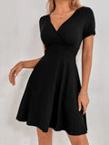 SEXY BACKLESS V-NECK RUFFLED DRESS