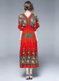 V-NECK FLORAL BOHEMIAN BEACH DRESS