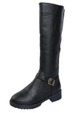 SIDE ZIPPER SQUARE HEEL HIGH-HEELED KNIGHT BOOTS