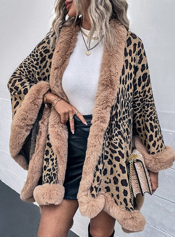 CAPE CARDIGAN LEOPARD SHAWL CLOAK