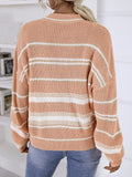 LOOSE PULLOVER LONG SLEEVE STRIPED SWEATER
