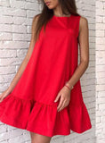 CASUAL CLUB DRESS RED PINK SLEEVELESS WOMEN DRESS