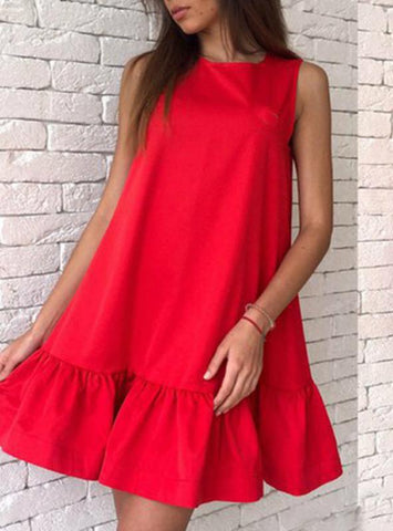 CASUAL CLUB DRESS RED PINK SLEEVELESS WOMEN DRESS