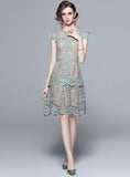 HEAVY LACE IRREGULAR SLIM DRESS
