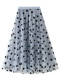 HIGH WAIST FLUFFY GAUZE FLOCKING SKIRT