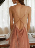 VELVET CROSSED BACKLESS BACK NIGHTGOWN