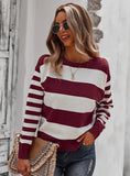 WARM STRIPED STITCHING SWEATER