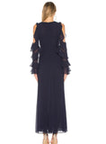 HOLLOW OUT SPLIT SIDE BUTTERFLY SLEEVE COLD SHOULDER