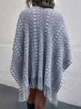 CROCHETED KNITTED FRINGED CLOAK SHAWL