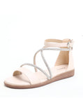 RHINESTONE FLAT-HEELED ROMAN SANDALS