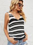 WOMEN'S STRIPED V-NECK TOP VEST