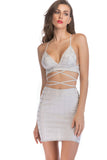 NIGHTCLUB V-NECK SUSPENDER PLAID DRESS