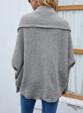 SOLID COLOR BAT SLEEVE CARDIGAN COAT SWEATER