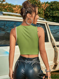 ROUND NECK STITCHING CONTRAST VEST T-SHIRT