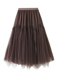 MESH PLEATED IRREGULAR SKIRT
