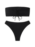 SOLID COLOR TUBE TOP STRAPLESS BIKINI