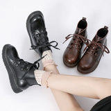 WOMEN LEATHER SHOES BRITISH STYLE BOOTS