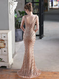 MERMAID V-NECK SEQUINS BEADING PARTY DRESS