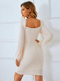 SEXY PLEATED SOLID COLOR DRESS