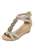 FASHION CASUAL BEADED WEDGE SANDALS