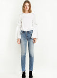 WOMEN BLOUSE FRILL SLEEVES O-NECK CASUAL SHIRTS