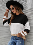 LOOSE ROUND NECK STRIPED PULLOVER