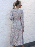 FASHION ETHNIC PRINT LONG SLEEVE DRESS