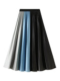 TWO-COLOR PLEATED SLIM LONG SKIRT
