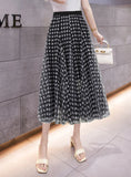 RETRO CONTRAST PLAID GAUZE SKIRT