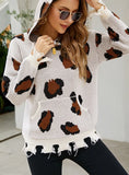 HAND-CUT HOLE TASSEL LEOPARD SWEATER