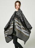 DIAMOND STRIPED SHAWL WOMEN'S DOUBLE-SIDED CLOAK