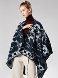 MOSAIC PATTERN CASHMERE SHAWL CAPE BOTH POSITIVE NEGATIVE