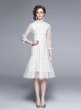 MESH EMBROIDERY PATCHWORK DRESS