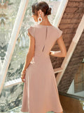 V-NECK BELT WAIST SWING DRESS