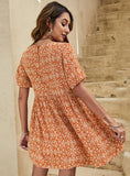 SUMMER LANTERN SLEEVE PRINT DRESS