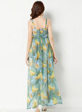 SEXY BACKLESS PRINT SLIM SUSPENDER DRESS