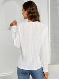 LONG-SLEEVED V-NECK HOLLOW LEISURE SHIRT